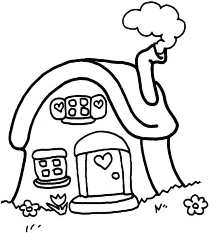 Little Cottage coloring page | Free Printable Coloring Pages
