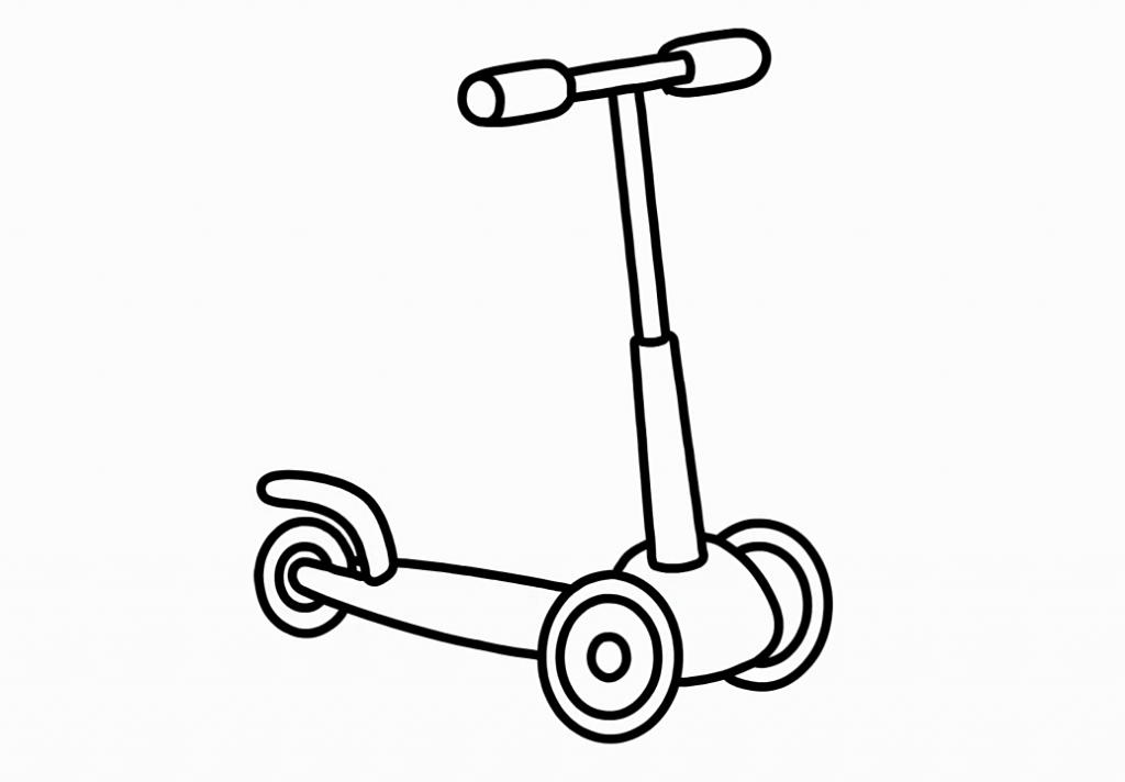 Coloring Pages For Children Tricycle Kick Scooter And ...