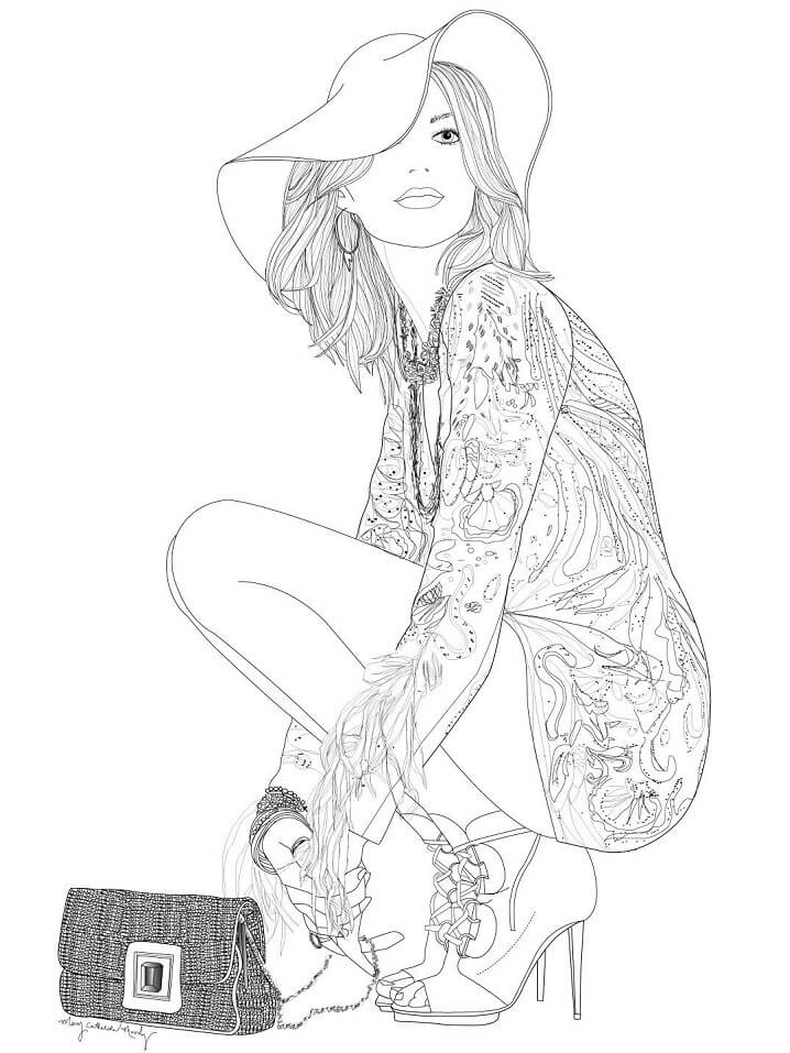 Cool Teenage Girl Coloring Page - Free Printable Coloring Pages for Kids
