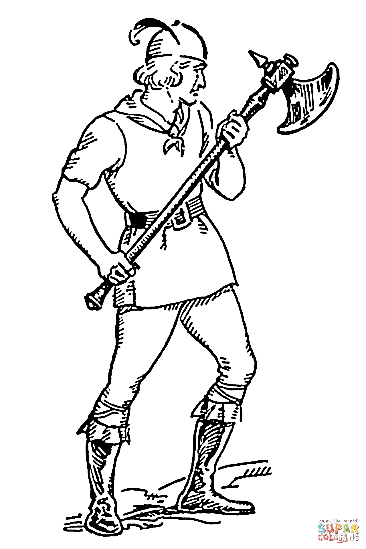 Man Holding a Battle Axe coloring page | Free Printable Coloring Pages