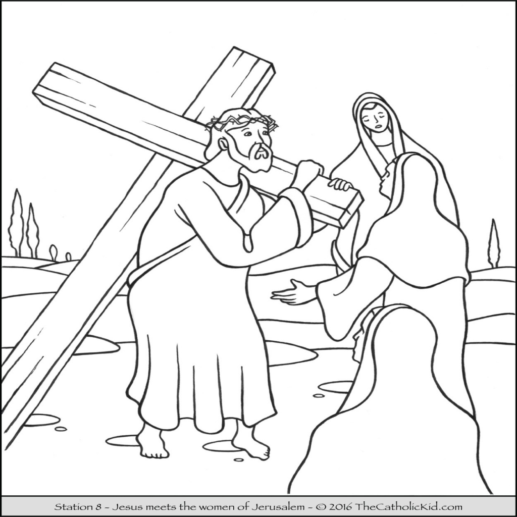 Jesus Carrying the Cross Coloring Pages for Adults (Page 1) - Line.17QQ.com