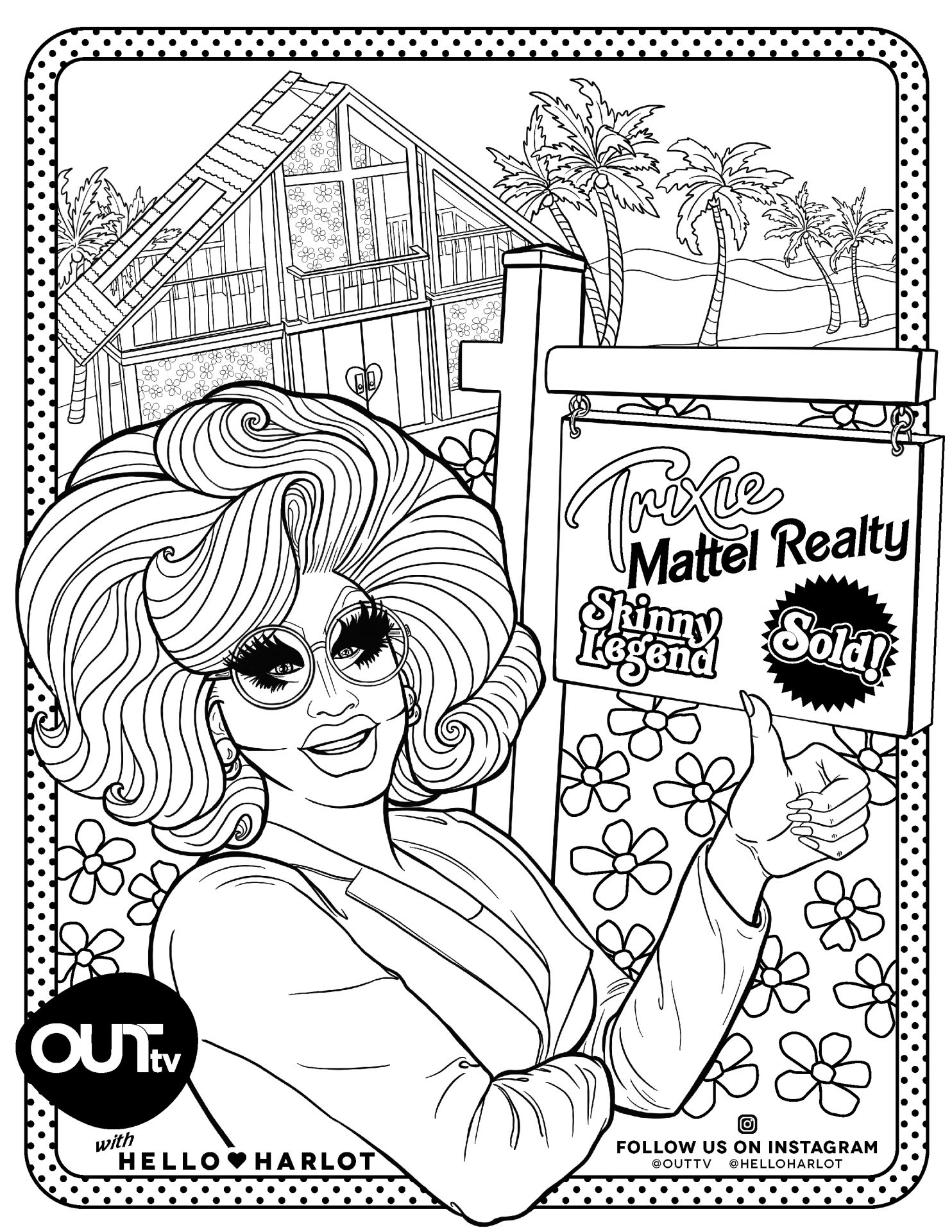 OUTtv x Hello Harlot - Drag Royalty Colouring Pages - OUTtv