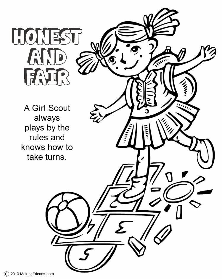 Honest and Fair Girl Scout Coloring Page