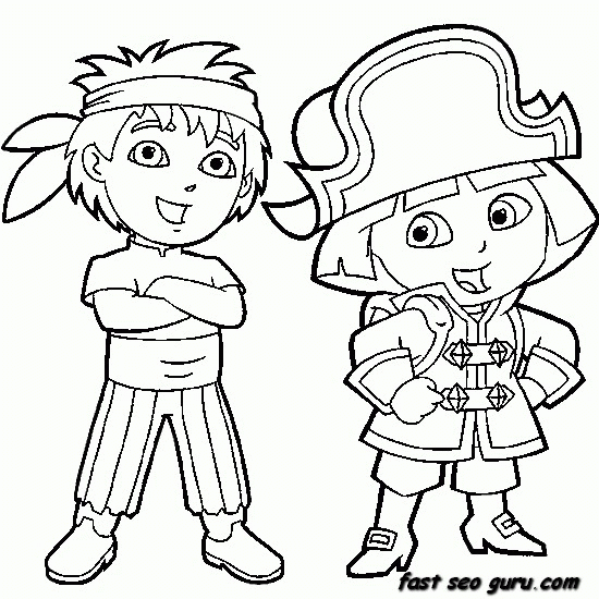 Pirates Diego and Dora coloring page