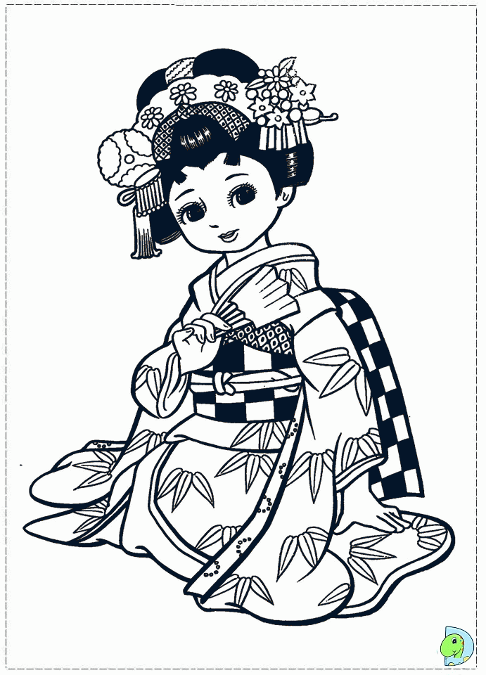 Coloring Page Of Japanese Girls - Coloring Pages For All Ages