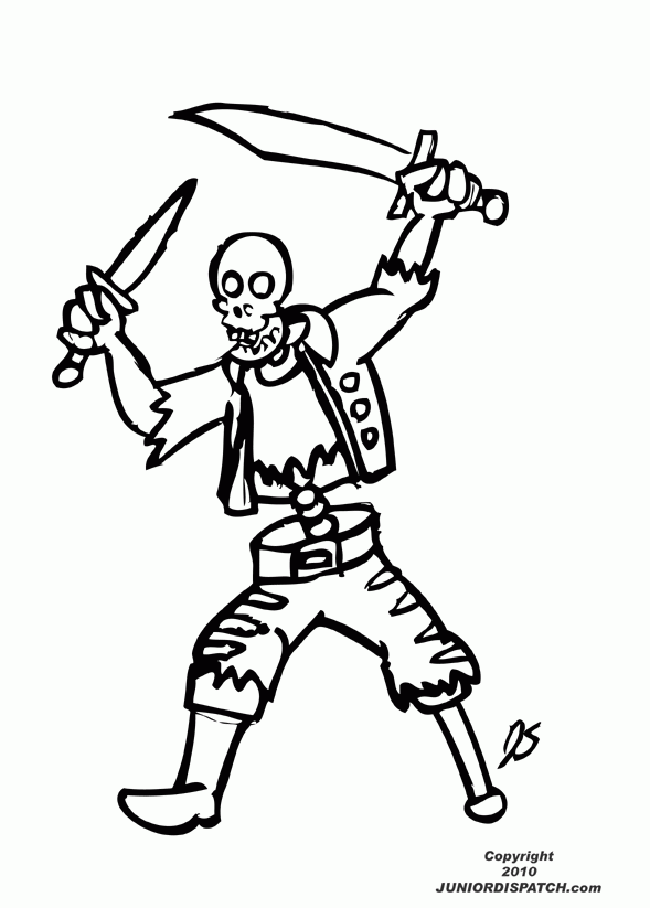 Pirate Skeleton Coloring Page - HiColoringPages