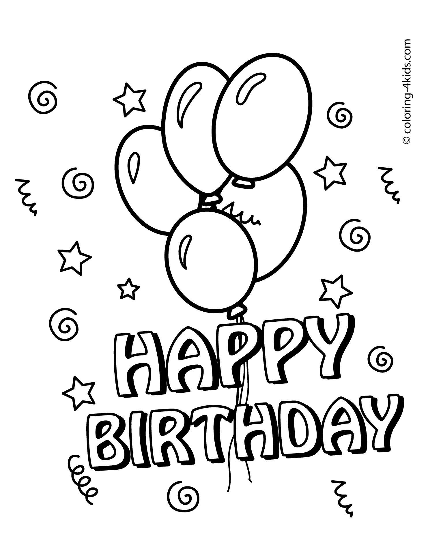 Birthday Cartoon Coloring Pages - Coloring Pages For All Ages