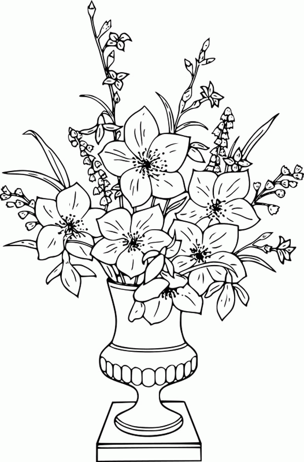 Coloring Pages Flowers In Vase - Coloring