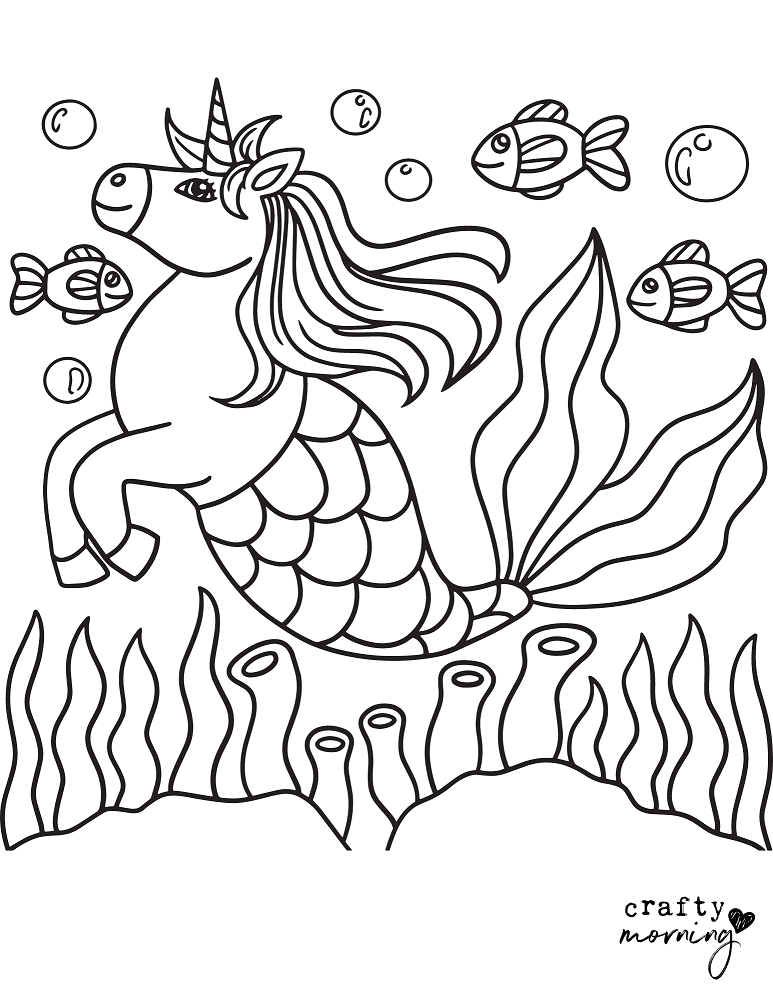 Unicorn Mermaid Coloring Pages - Crafty Morning