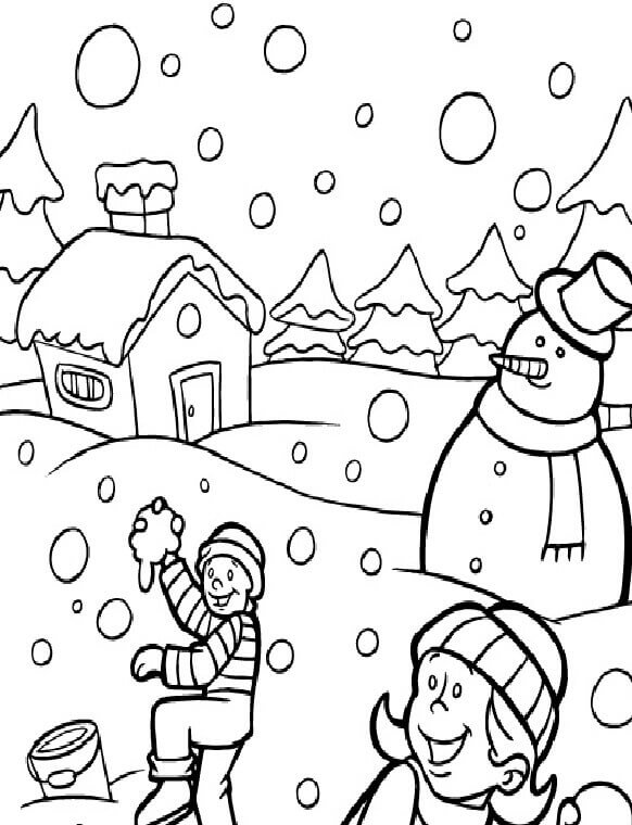 Snowing Coloring Pages - Coloring Home