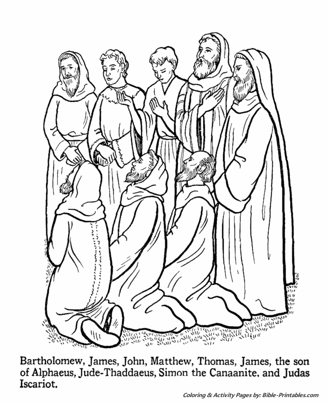 Jesus Teaches Coloring Pages - The Apostles | Bible-Printables