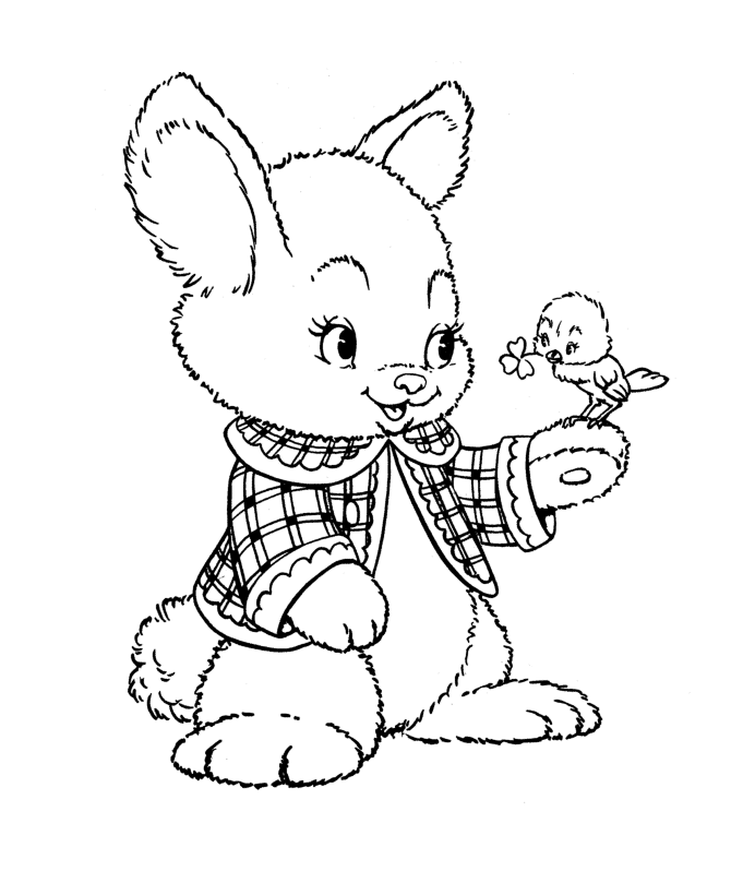 Easter Bunny Coloring Pages | BlueBonkers - Fuzzy Bunny free 