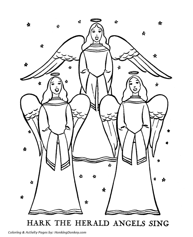 Religious Christmas Bible Coloring Pages - Herald Angles Sing 