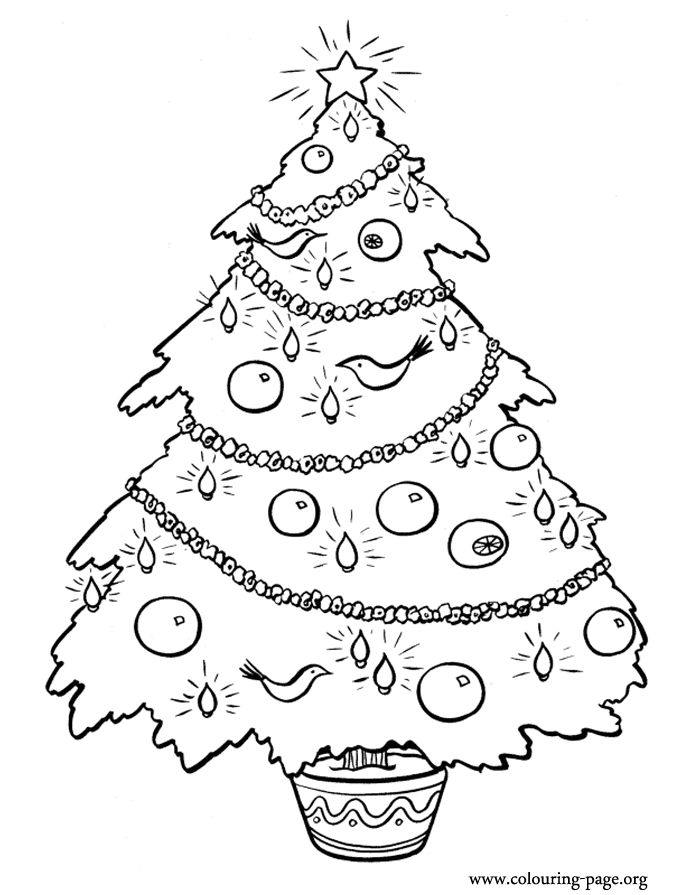 Christmas - Decorated Christmas tree coloring page