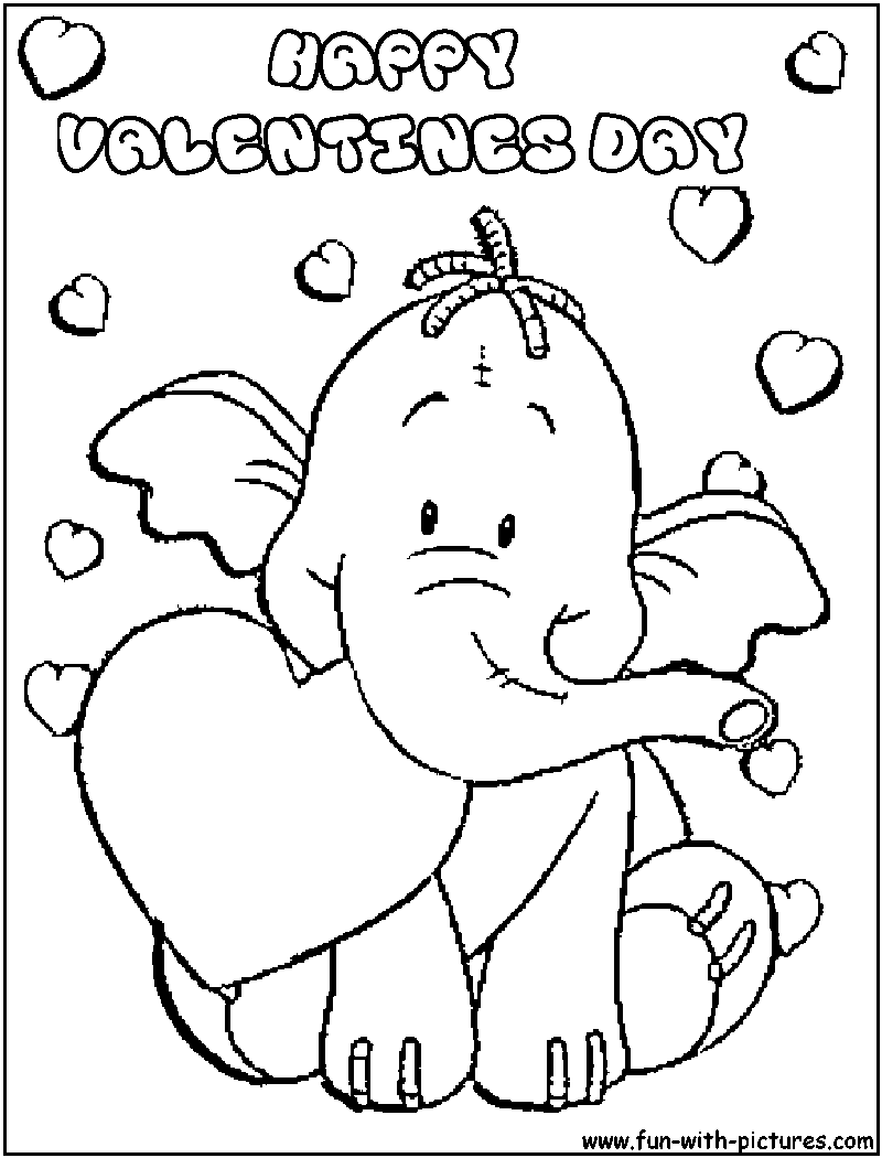 Lumpy the heffalump coloring page - Valentine's day