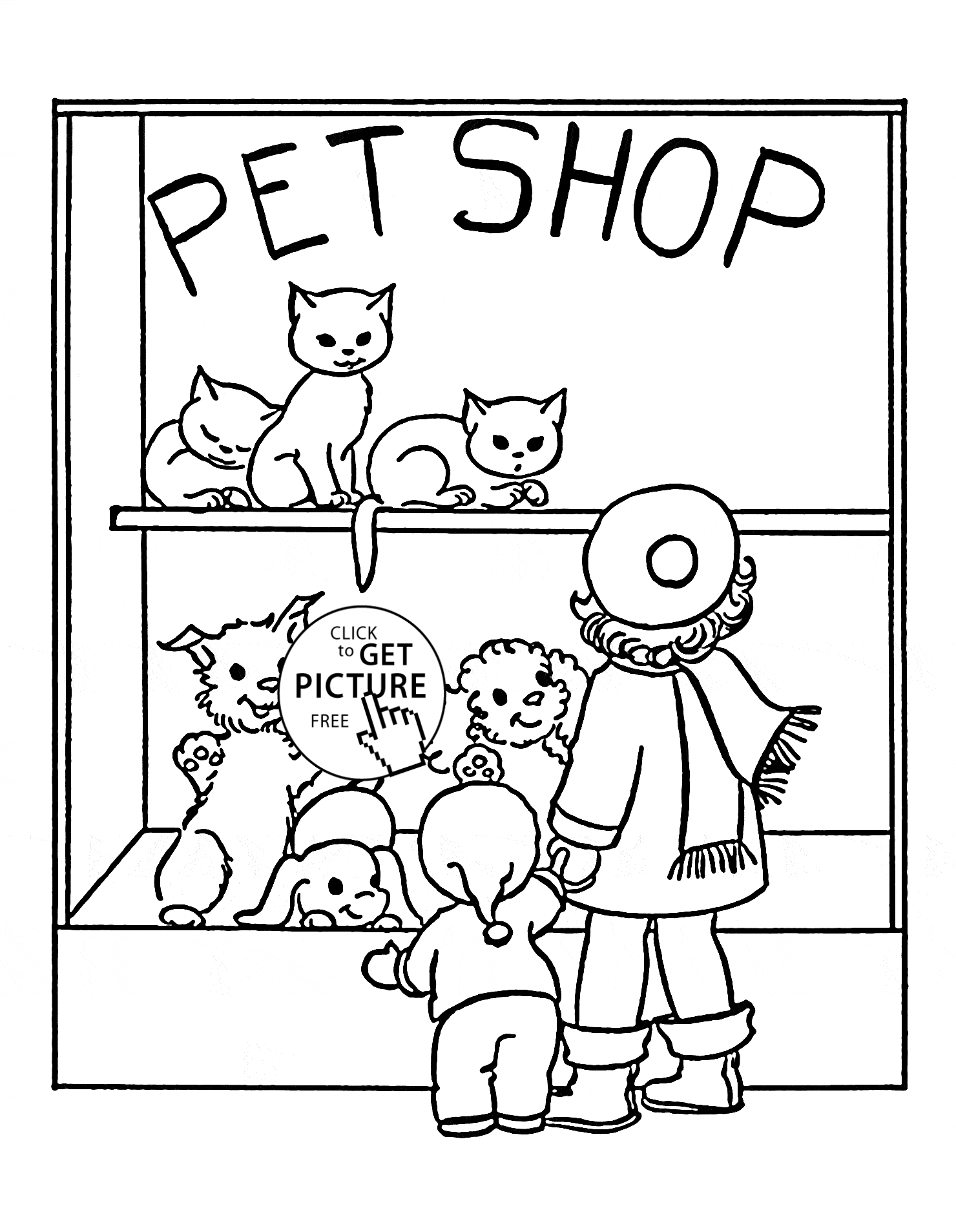 Pet Shop coloring page for kids, animal coloring pages printables ...