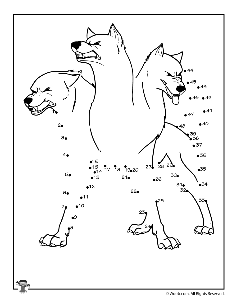 Cerberus 3 Headed Dog Greek Mythology Connect the Dots Worksheet | Woo! Jr.  Kids Activities : Children's Publishing