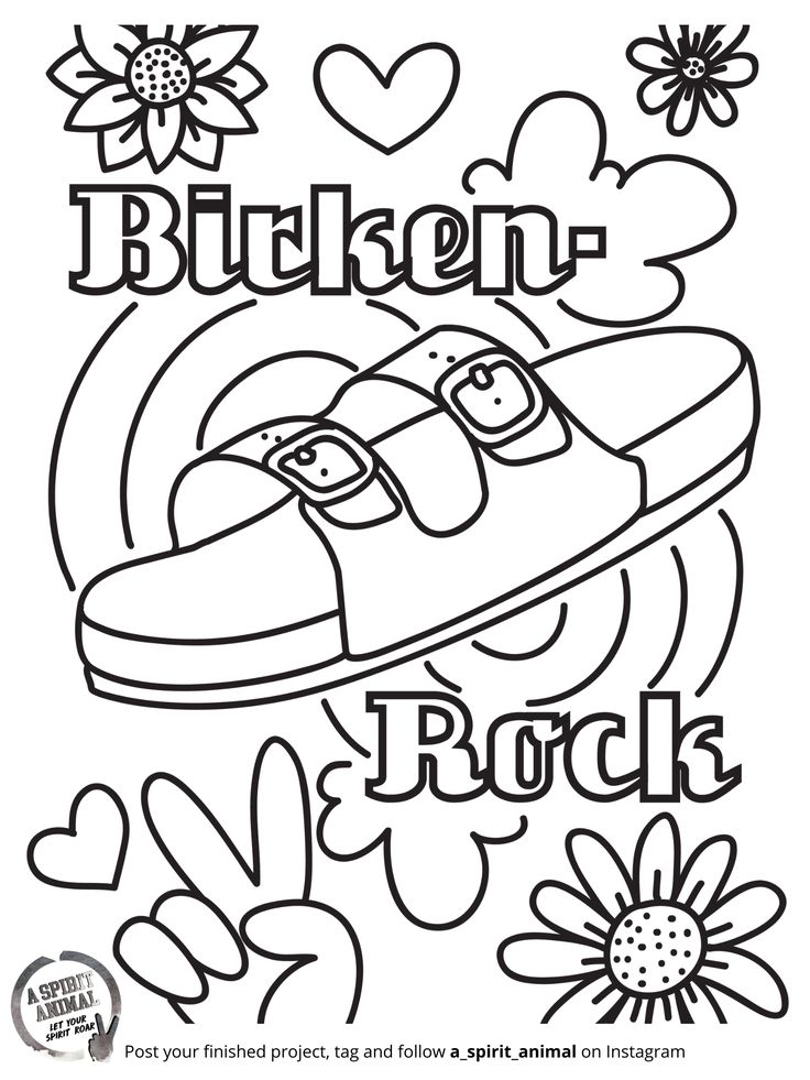 Birkenstocks Rock VSCO Girl A Spirit Animal Free Holiday Activity Coloring  Pages | Coloring pages, Spirit animal, Coloring pages for girls