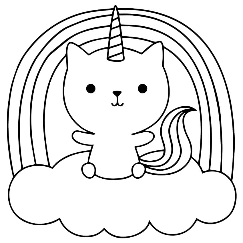 Unicorn Kitty Coloring Page - Free Printable Coloring Pages for Kids