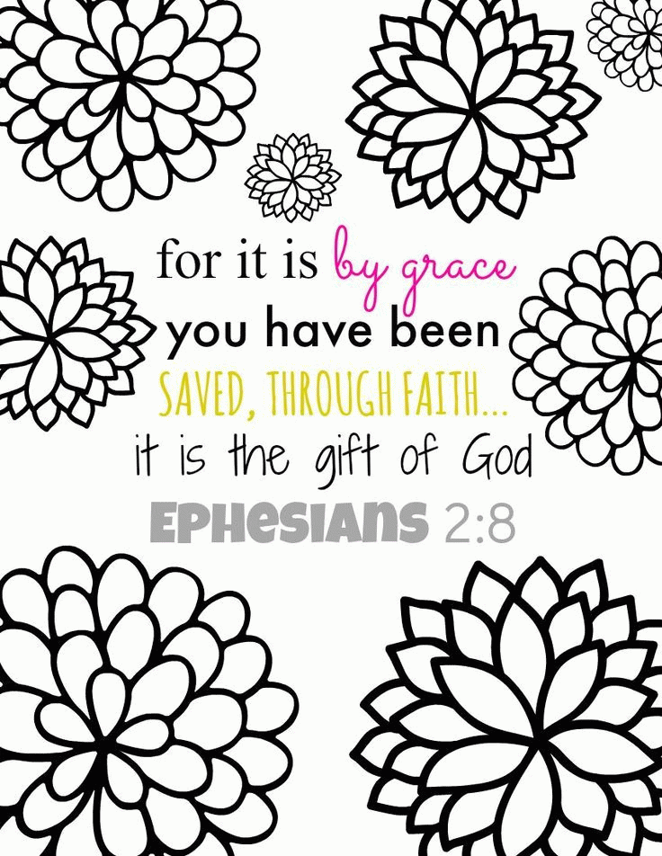 For It Is By Grace Bible Verse Coloring Page & Printables ...