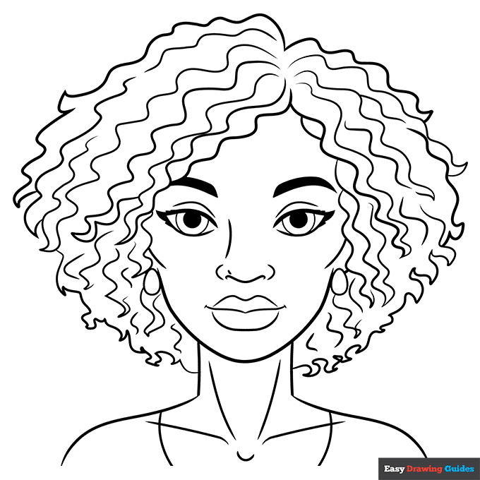 Black Woman Coloring Page | Easy Drawing Guides