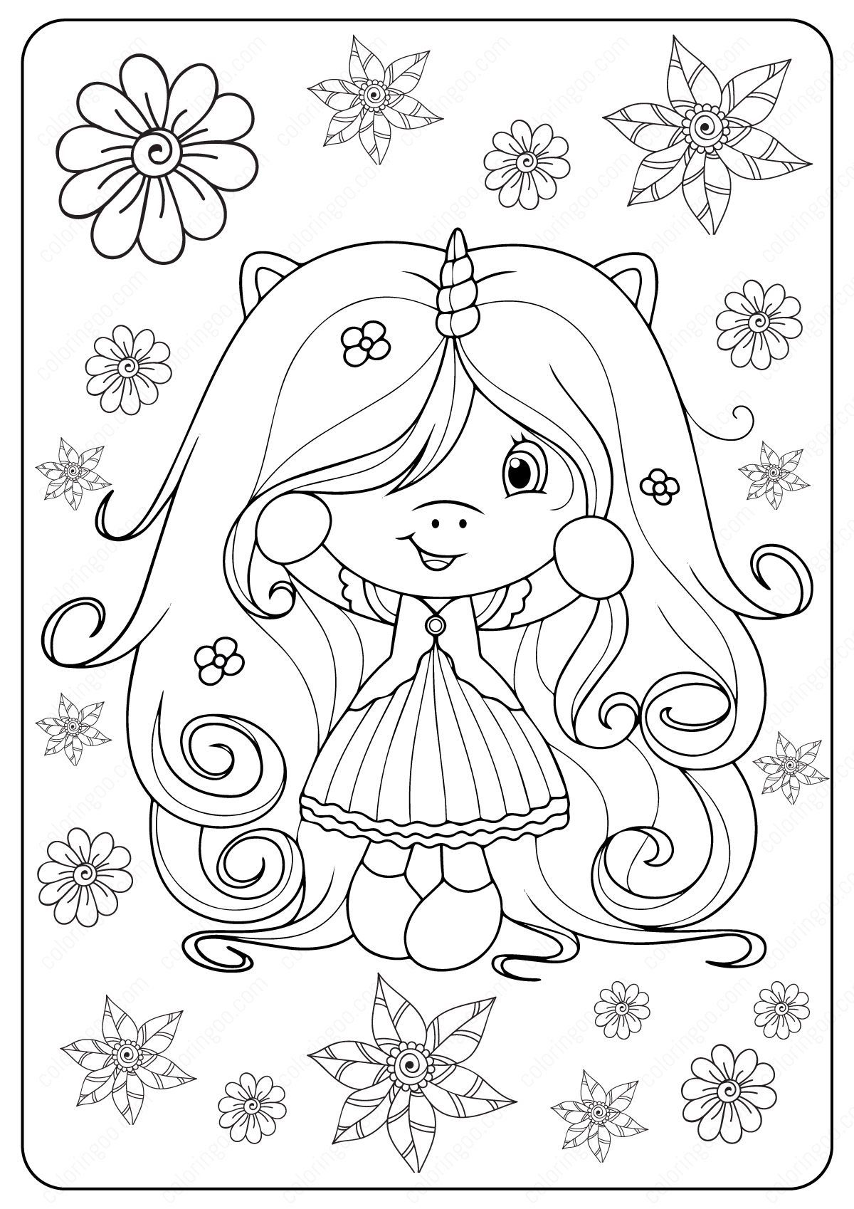 Unicorn Girl Coloring Pages   Coloring Home