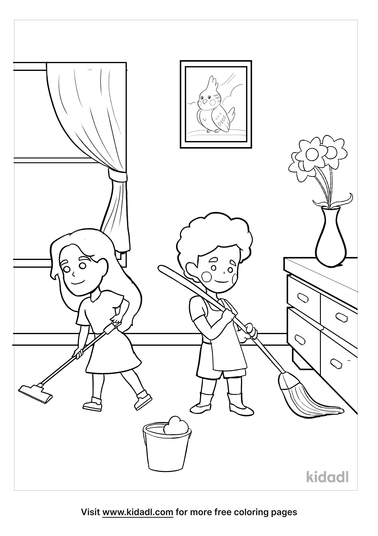 Cleaning Room Coloring Pages Free At Home Coloring Pages