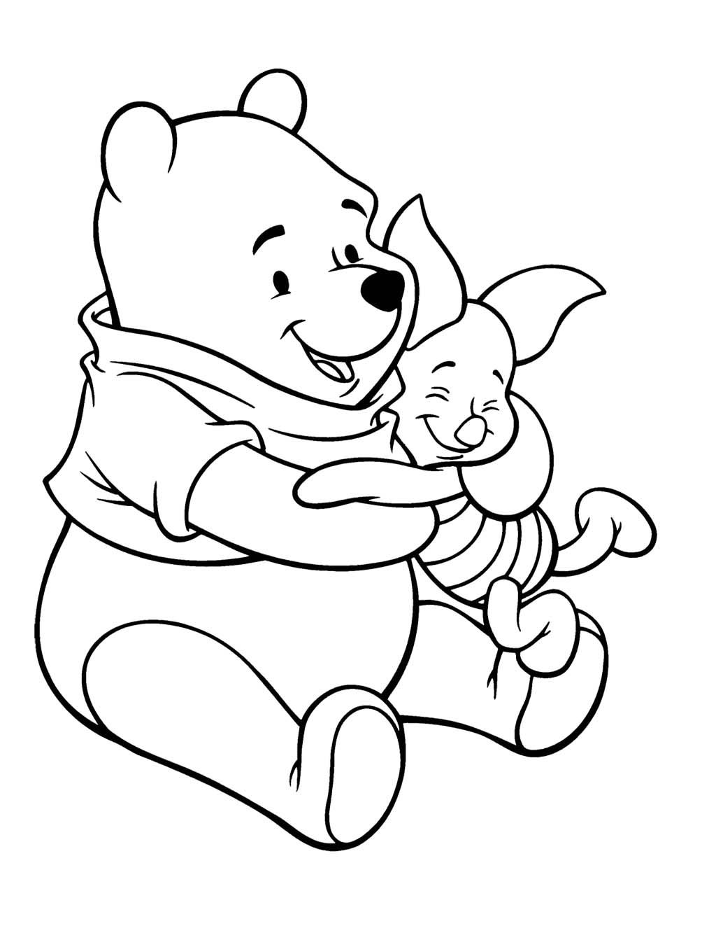 Winnie The Pooh Care With Piglet Coloring Page | Pooh Bear ...