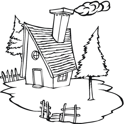 Cottage In The Village coloring page | Free Printable Coloring Pages