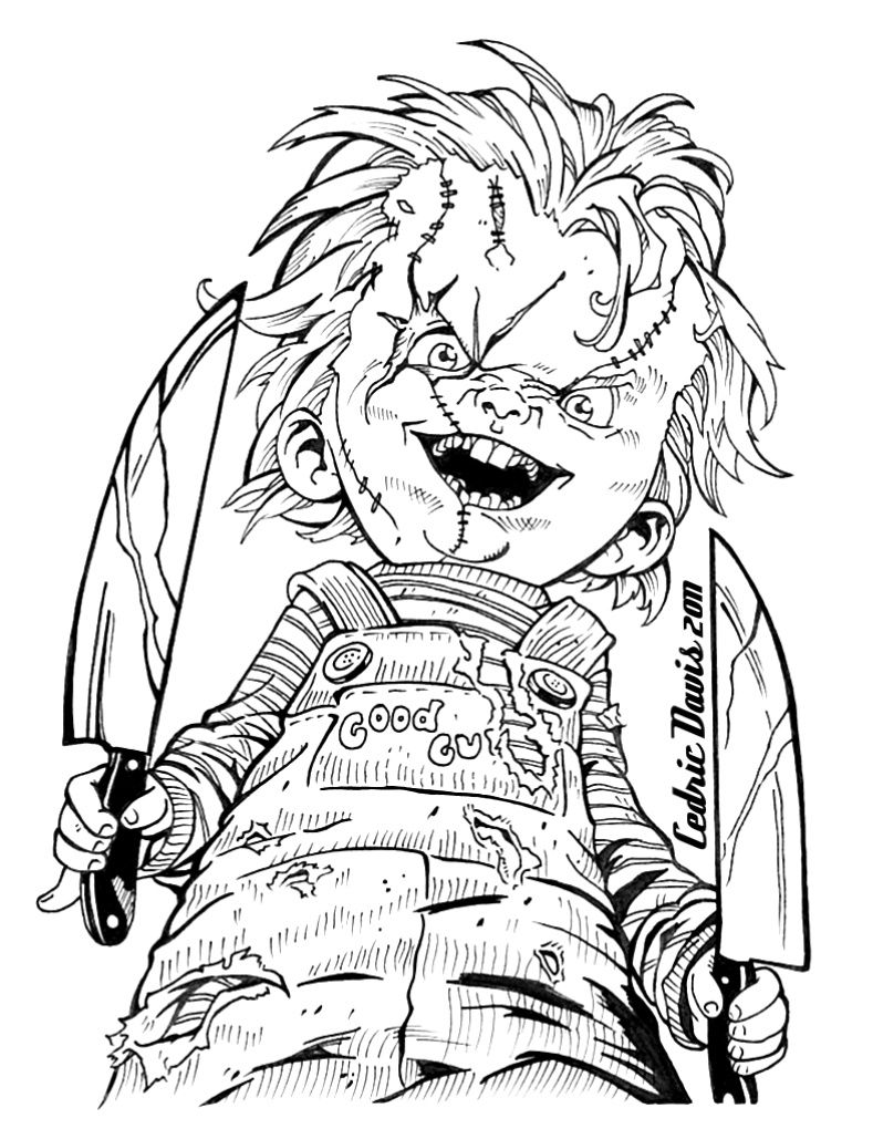 Chucky Drawings | Scary coloring pages, Chucky drawing ...