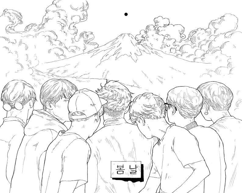 Bts Colouring book page by @peacheschild in 2020 | Coloring ...