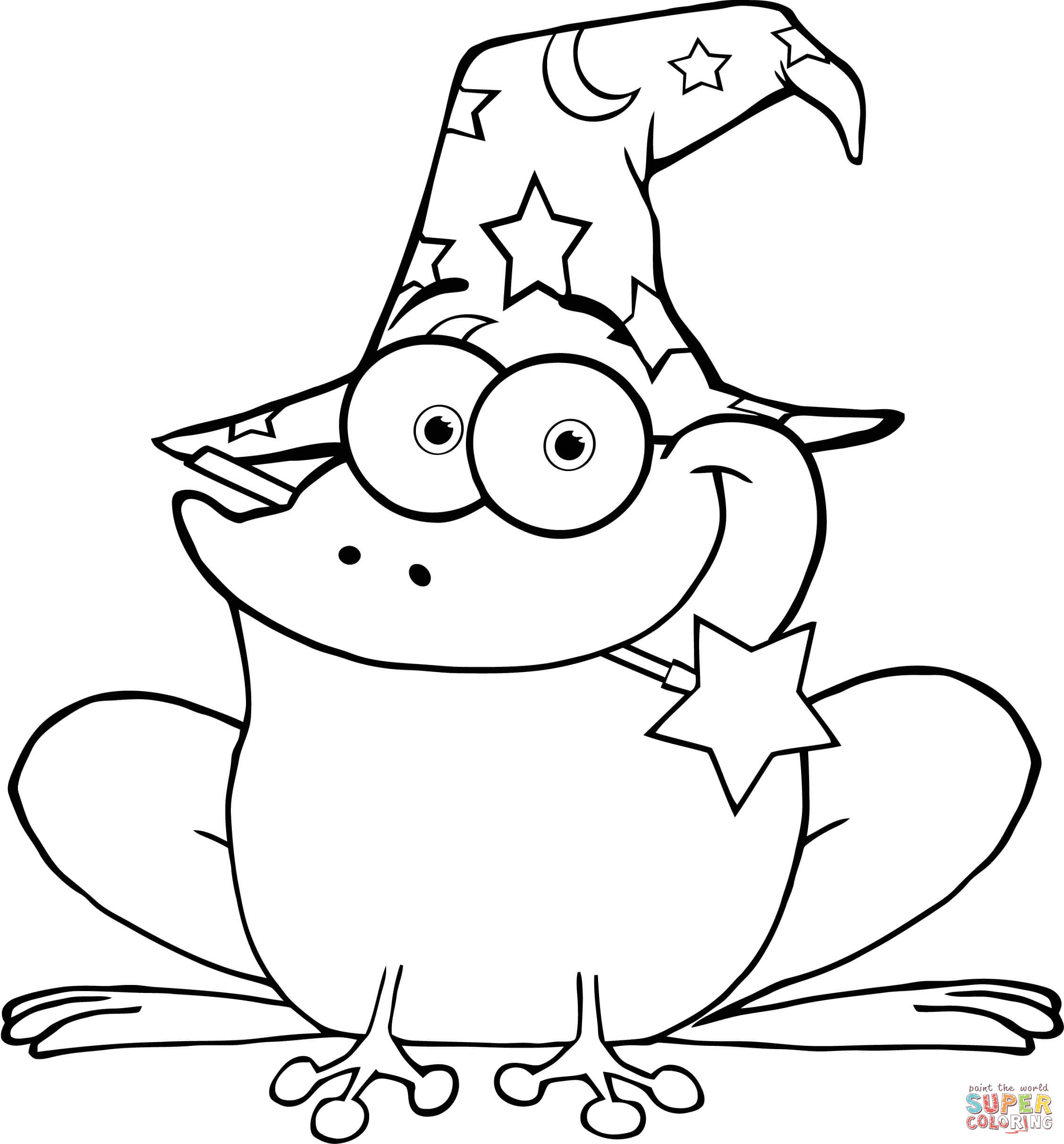 Wizard Frog with a Magic Wand in Mouth coloring page | Free Printable Coloring  Pages