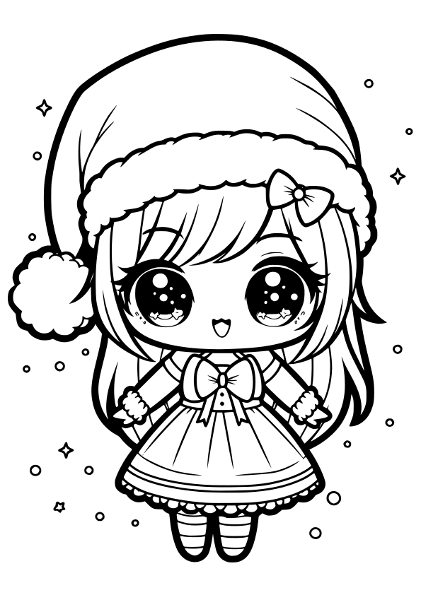 Christmas girl drawing for coloring ...