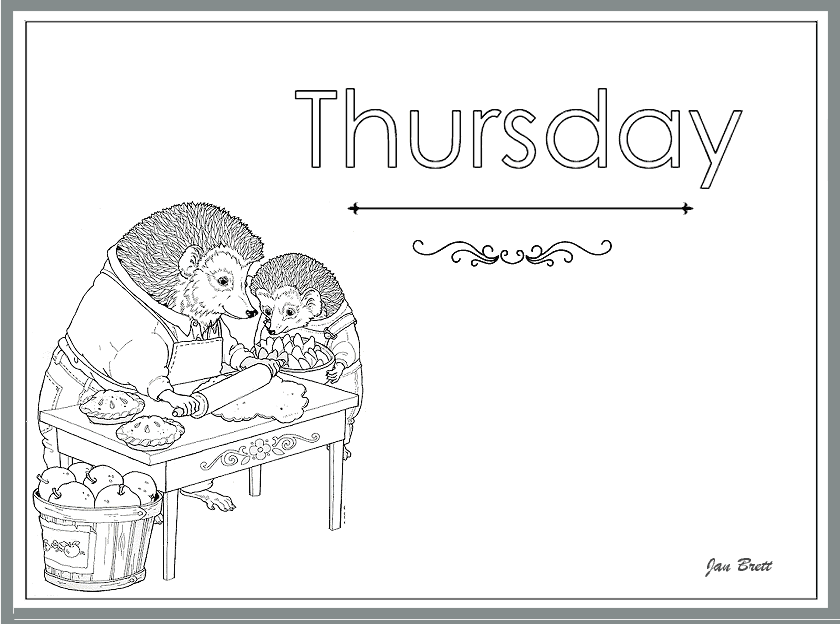 Days Of The Week Printable Coloring Page Sketch Coloring Page