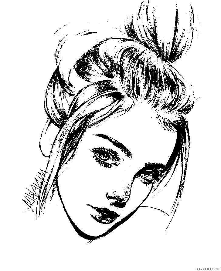 Pretty Realistic Girl Face Coloring Page » Turkau