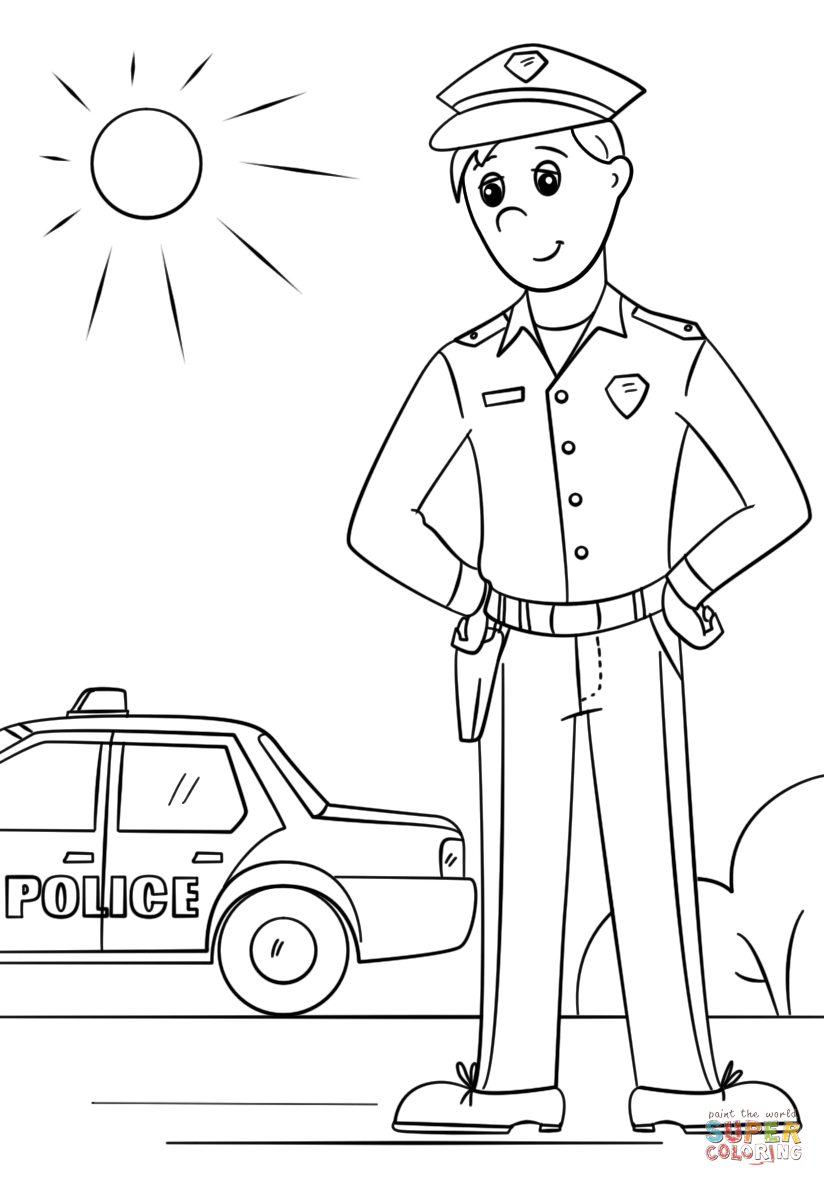Police Officer coloring page | Free Printable Coloring Pages