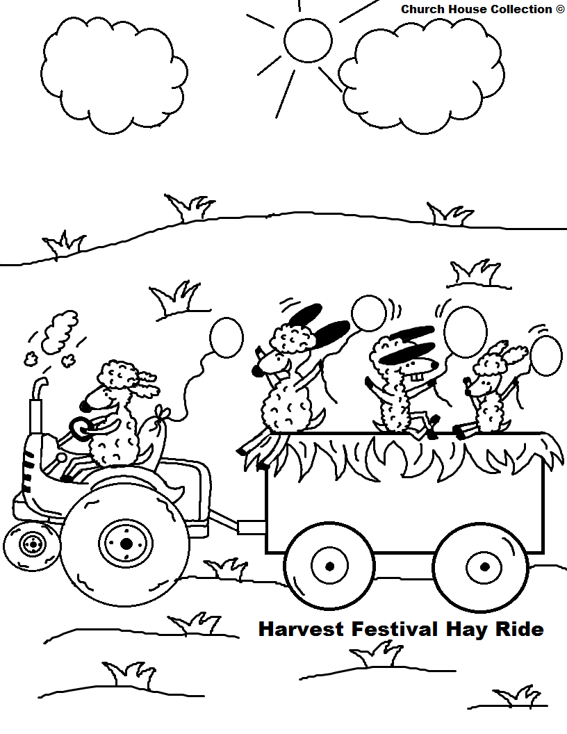 Fall Festival Hay Ride Coloring Page