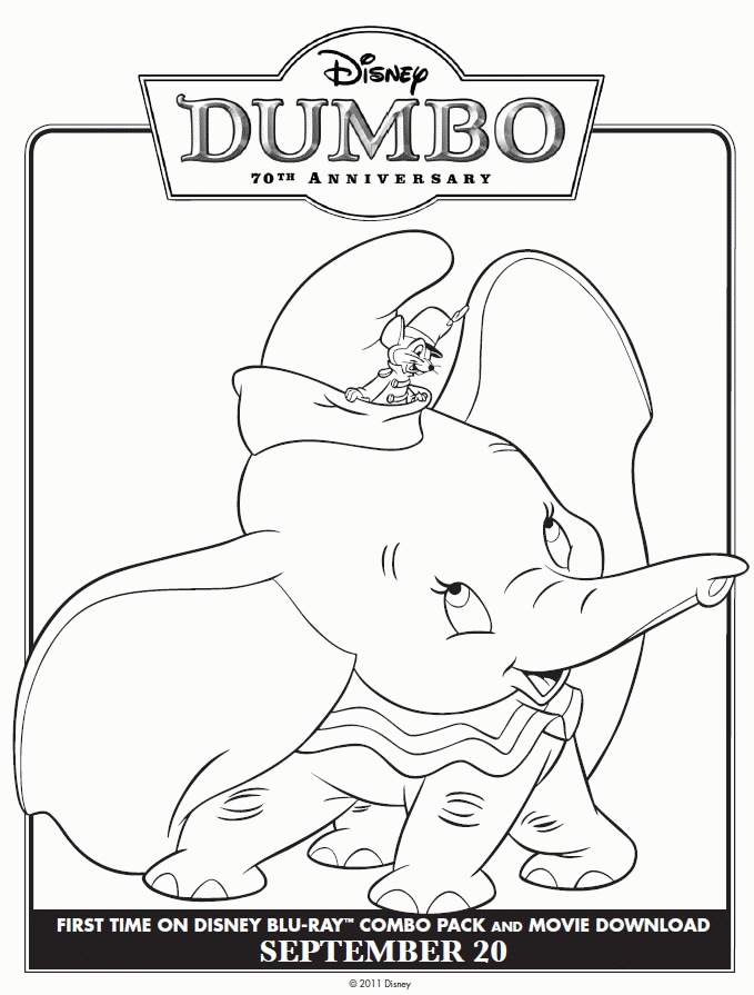 Classic Dumbo coloring page : Printables for Kids – free word 