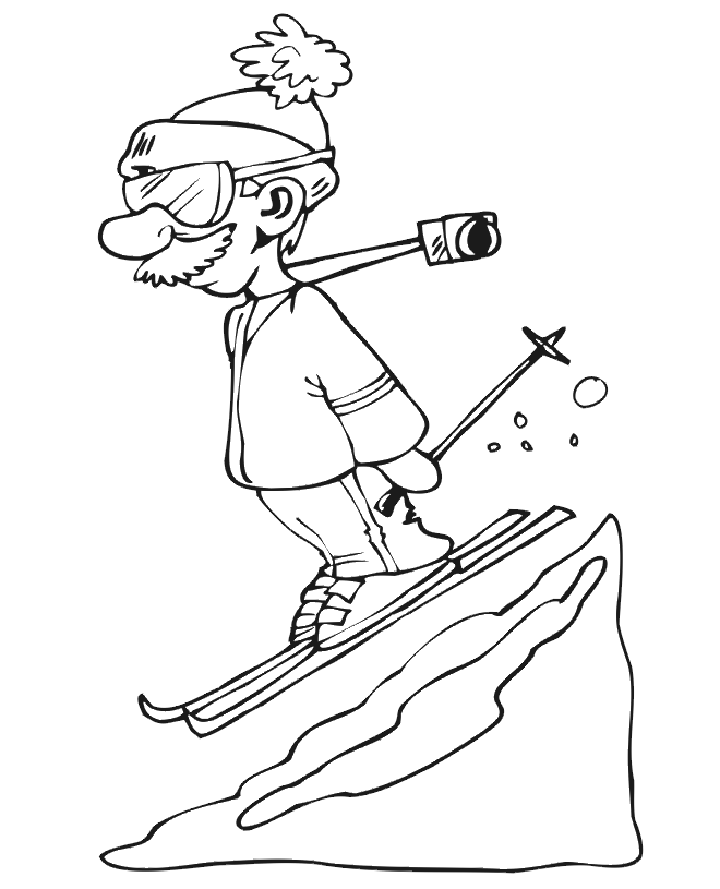 Skiing Coloring Page | Downhill Skier With Camera