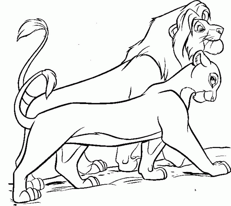 Simba And Nala Was Left With Coloring Page - Kids Colouring Pages