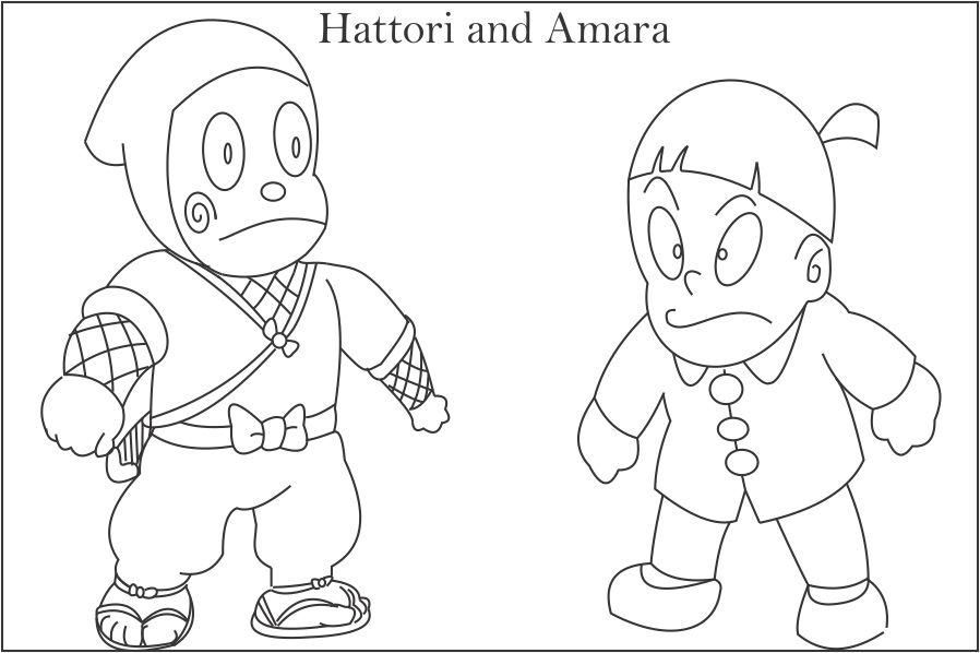 Hattori and Amara coloring page for kids: Hattori and Amara 