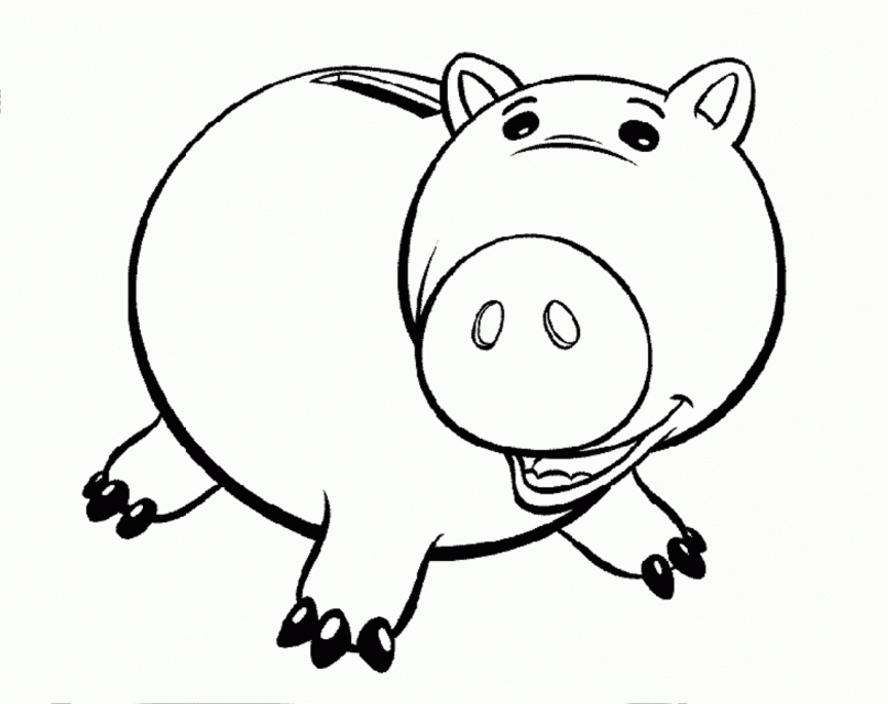 Toy Story Piggy Fat Bank Coloring Page Coloringplus 91855 Piggy 