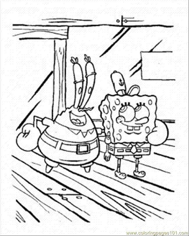 Coloring Pages Mr. Krabs With Sponge (Cartoons > SpongeBob) - free 