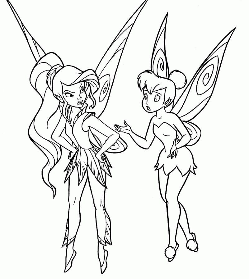 Tinker Bell And Vidia Coloring Page - Kids Colouring Pages