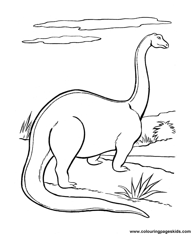 Free printable Brontosaurus Dinosaur coloring page for kids to 