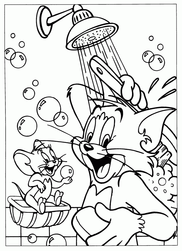 Tom and jerry in shower Coloring Pages | Coloring Pages