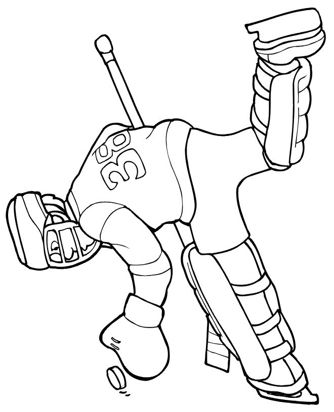Hockey Coloring Page | Goalie Making Glove Save