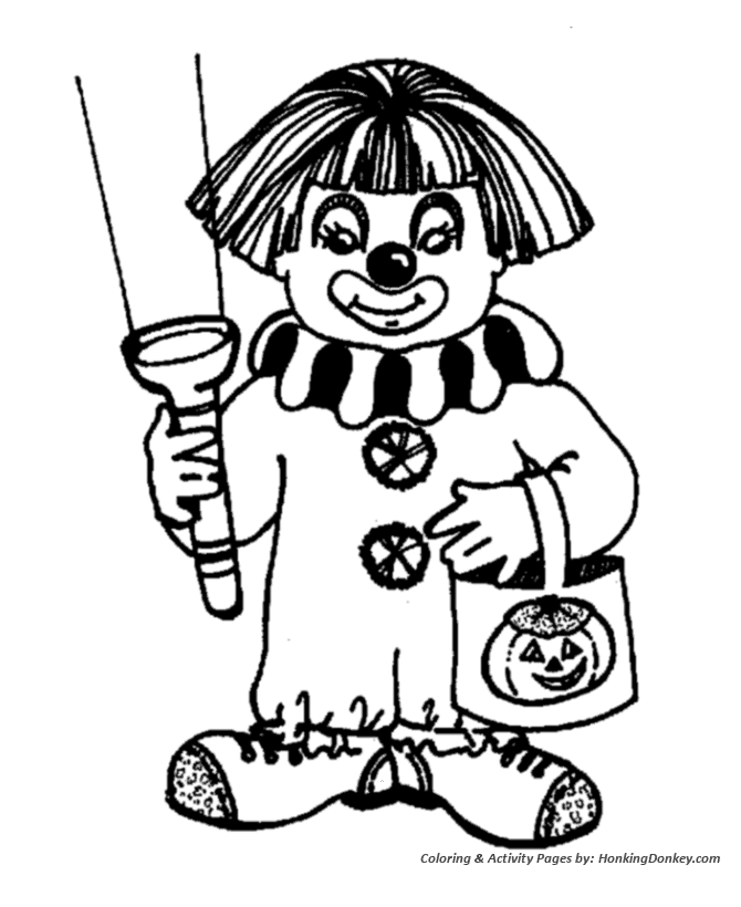 Halloween Costume Coloring Pages - Halloween Clown Costume 