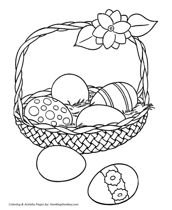 Easter Basket Coloring Pages - Easter Basket full of Eggs 