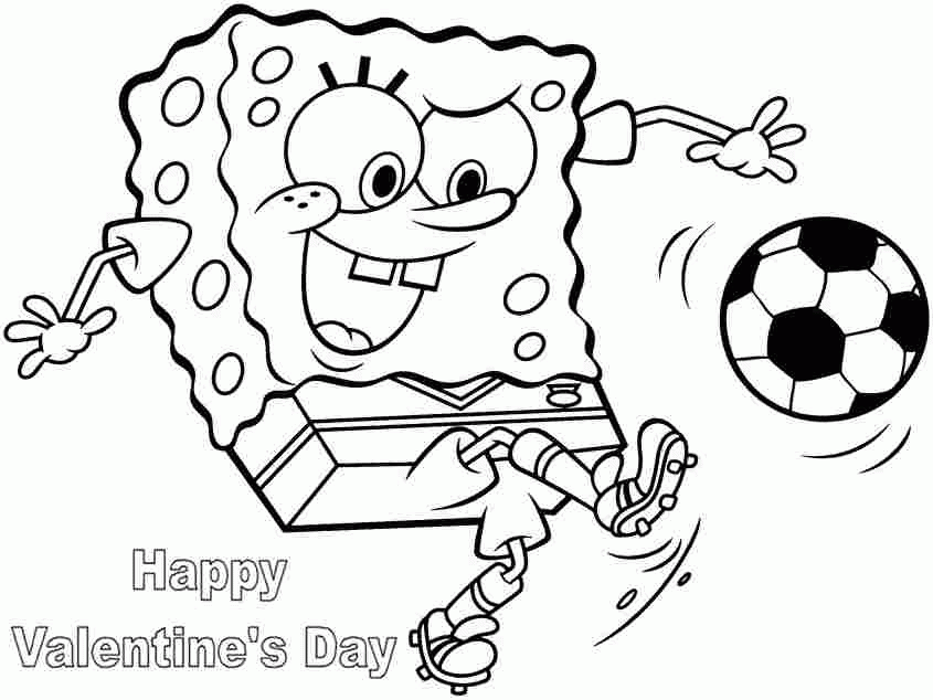 Spongebob Valentine Coloring Sheets Printable Free For Kids & Boys - #